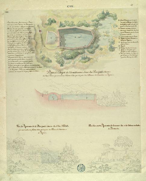 Conduites et réservoirs d'eau pour l'approvisionnement de Rome : plan et coupe de l'encaissement d'une des principales sources de l'eau Felice_0
