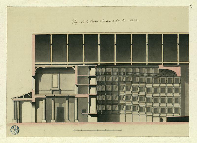Coupe sur la longueur de la salle de spectacle de Padoue_0