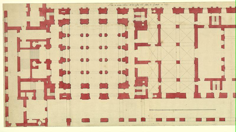 Plan du niveau de la rue et des dessous de la salle de spectacle de Turin_1