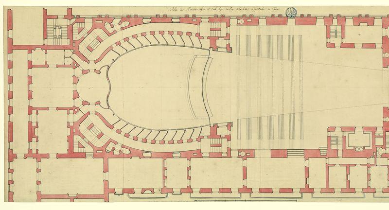 Plan des premières loges et de la loge du roi de la salle de spectacle de Turin_0