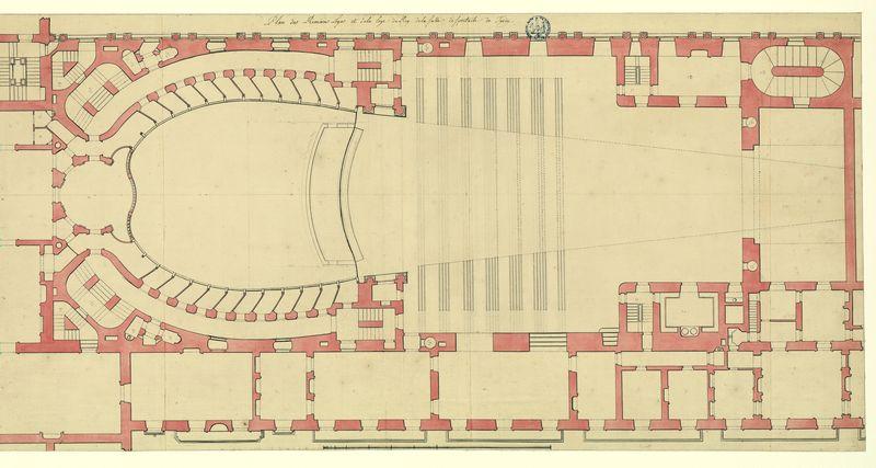 Plan des premières loges et de la loge du roi de la salle de spectacle de Turin_1