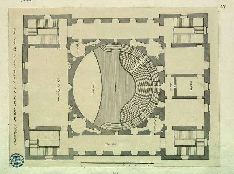 Plan d'une salle de concert, projetée par Dumont professeur d'architecture_0