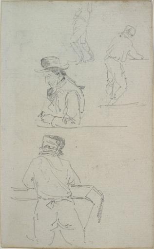 Quatre personnages à bord du Géographe, Charles Alexandre Lesueur, 1800-1804