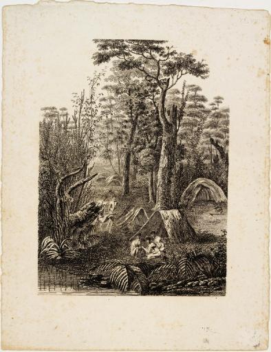chasseur de kangourous - manière d'allumer du feu (titre du dessin préparatoire), Charles Alexandre Lesueur