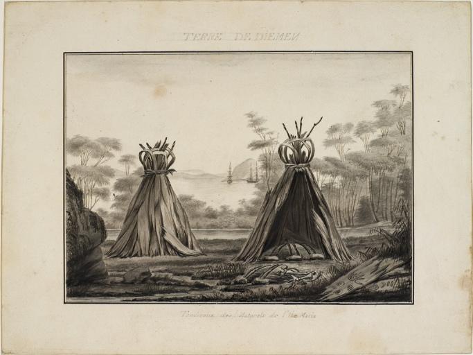 Tombeaux des naturels de l'île Maria, Terre de Diémen (Tasmanie), Charles Alexandre Lesueur, 1800-1804