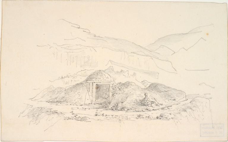 Abris de douaniers en pierre dans les éboulis de la falaise de la Hève, Charles Alexandre Lesueur, 1804-1815,1837-1846