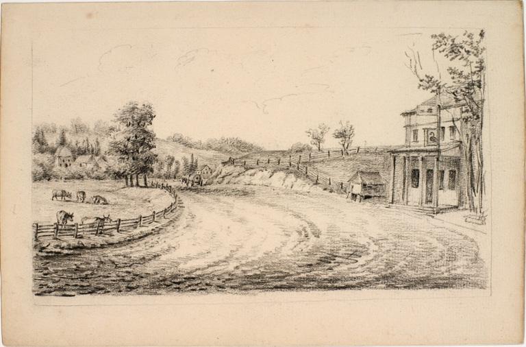 Peut-être l'auberge Golden Swan Tavern, dans les environs de Philadelphie (Pennsylvanie), Charles Alexandre Lesueur, 1816-1825