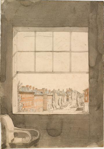 Vue d'une fenêtre sur Market Street (rue du Marché) à Philadelphie (Pennsylvanie), Charles Alexandre Lesueur, 1816-1825