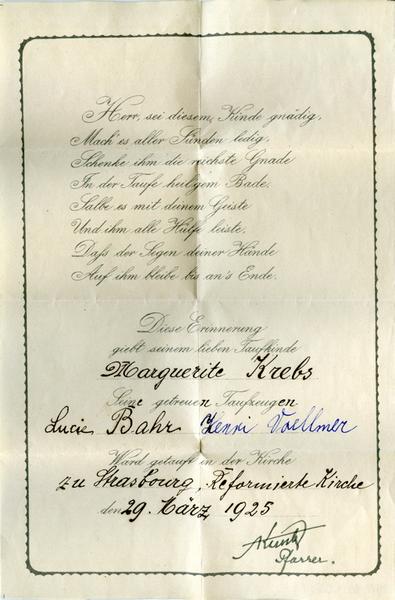 Zur/ Erinnerung/ an die/ heilige/ Taufe. (titre inscrit)