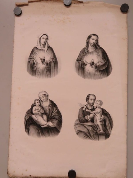 4 portraits de Jésus et Marie dont Jésus au Sacré cœur, Marie au Sacré cœur, Vierge à l'enfant, Joseph à l'enfant. (titre factice)_0