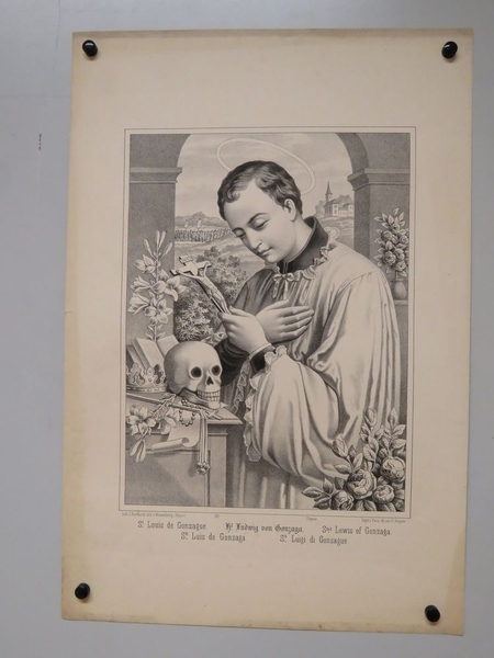 St. Louis de Gonzague. (titre inscrit, français, allemand, anglais, espagnol, italien), Camille Burckardt, 1880-1888