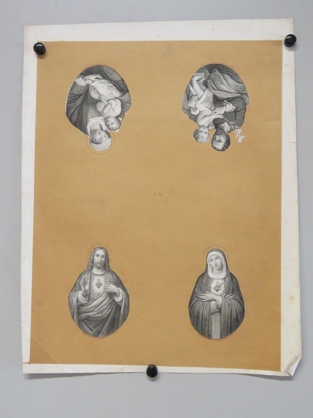 4 images saintes : Vierge à l'Enfant, St. Joseph à l'Enfant, sacré coeur de Jésus, sacré coeur de Marie. (titre factice)_0