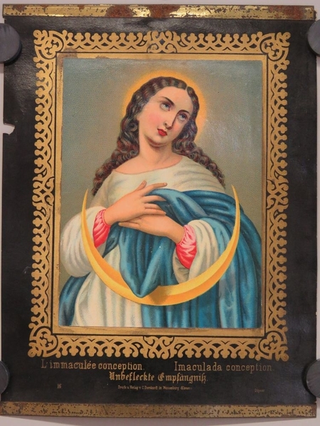L'immaculée conception. (titre inscrit, français, espagnol, allemand), Camille Burckardt, 1880-1888
