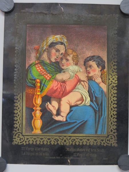 Ste. Vierge à la chaise. (titre inscrit, français, allemand, espagnol, anglais), Camille Burckardt, 1880-1888