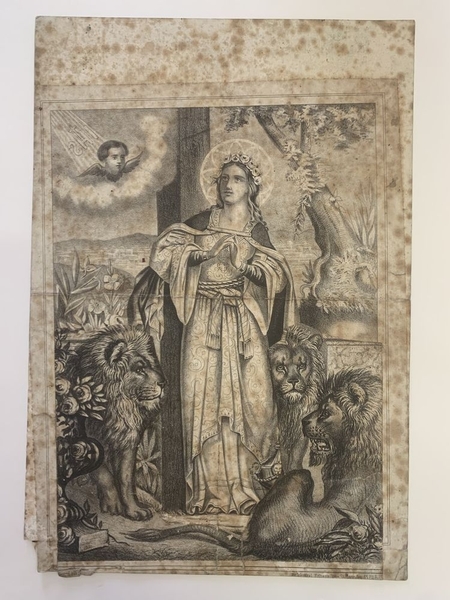 Le R. P. Etienne Pascalin, de la compagnie de Jésus. (recto) (titre inscrit) ; Sainte aux 3 lions. (verso) (titre factice)_1