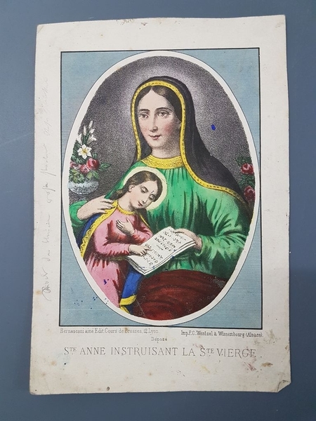STE. ANNE INSTRUISANT LA STE VIERGE. (titre inscrit, français), Aîné Bernasconi, 1869-1880
