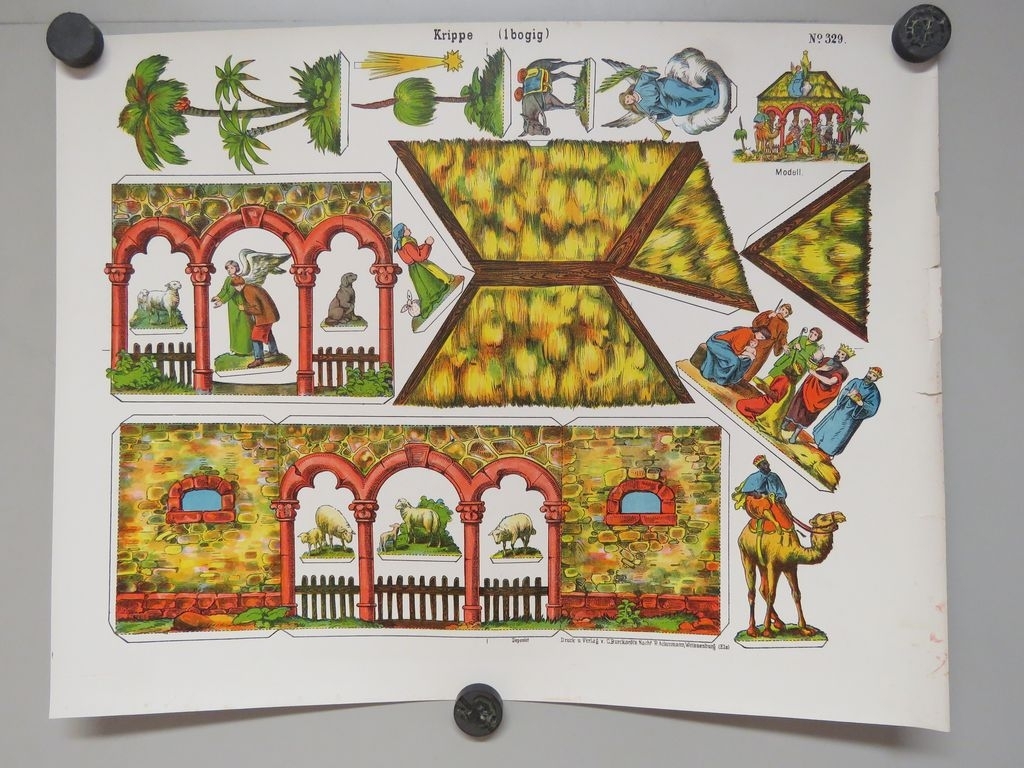 Krippe (1 bogig) (titre inscrit, allemand) ; Crèche (1 partie) (titre traduit), René Ackerman, 1906-1913