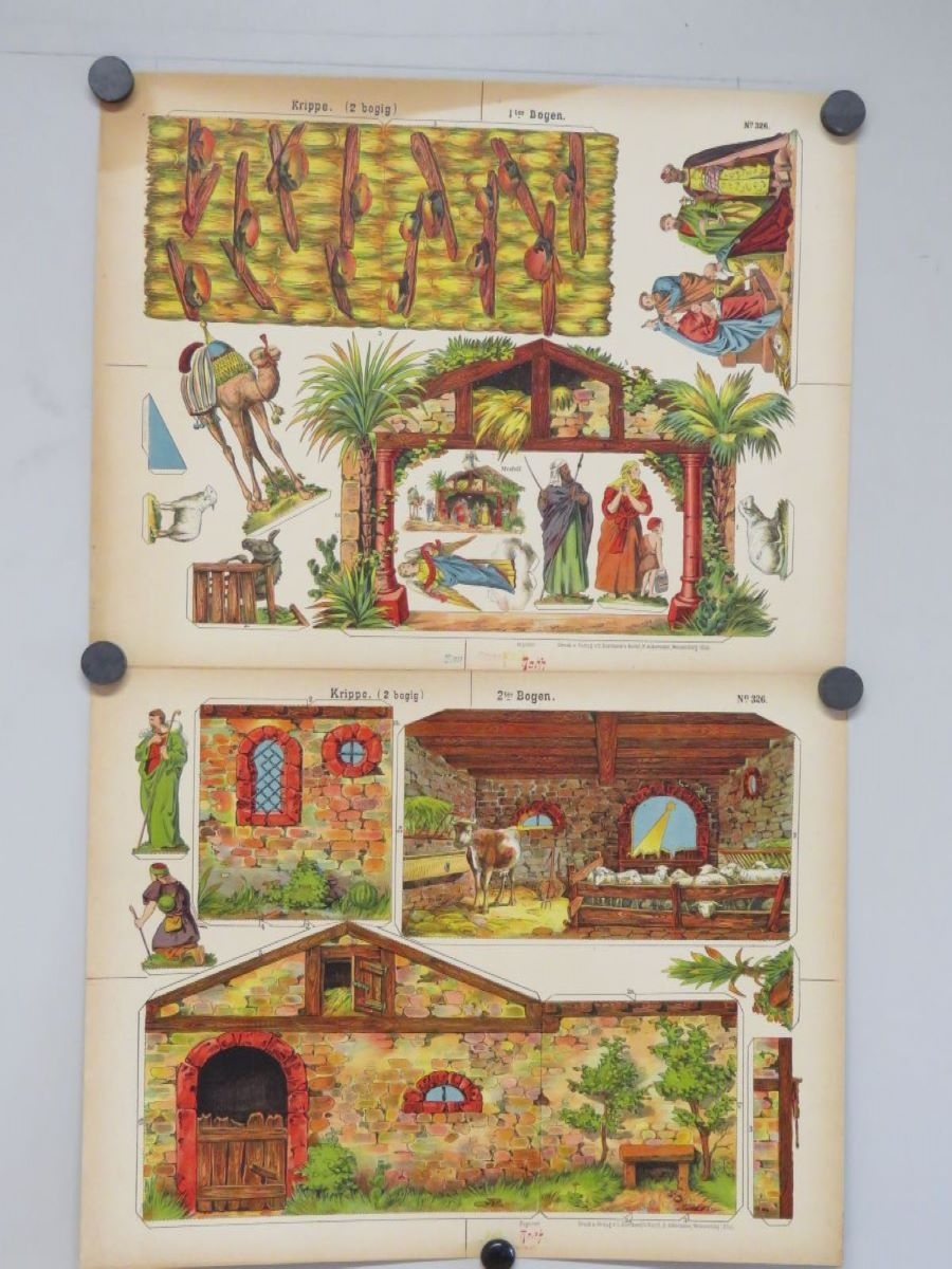 Krippe. (2 bogig) (titre inscrit, allemand) ; Crèche. (2 parties) (titre traduit), René Ackerman, 1906-1913