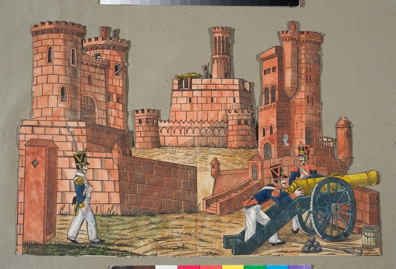Soldats dans un château (image d'Epinal), François Georgin, 3e quart 19e siècle