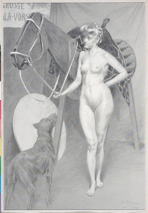 Femme nue debout dans un atelier, Victor Huen, 1906