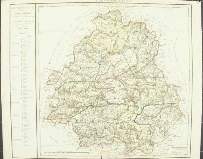 Atlas national de France / Département de la Dordogne / décrété le 26 janvier 1790 par l'Assemblée Nationale (titre inscrit), Doudan, 1793-1795