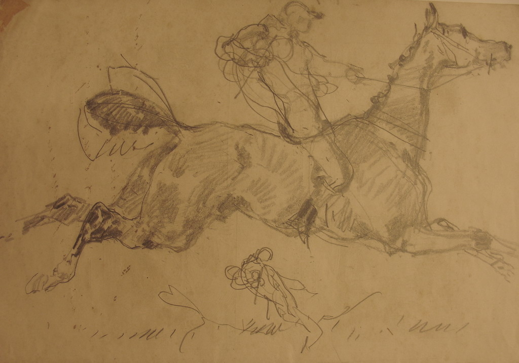 Cheval au galop avec piqueur_0