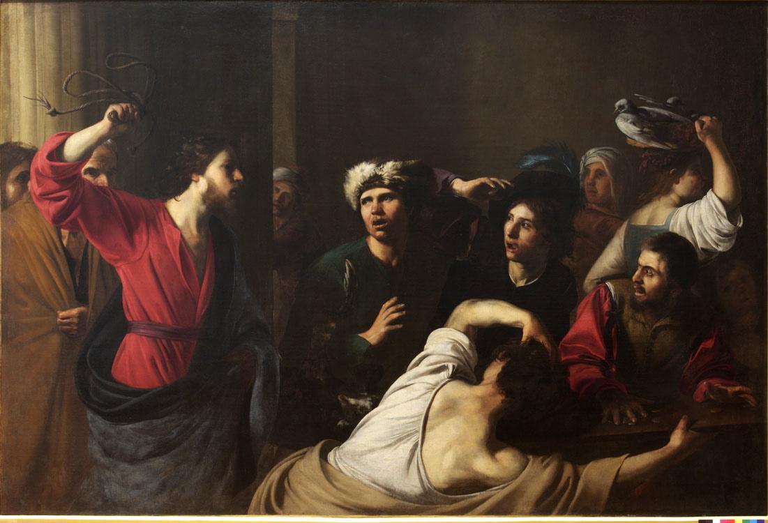 Le Christ chassant les marchands du temple, Bartolomeo Manfredi, 1610-1615
