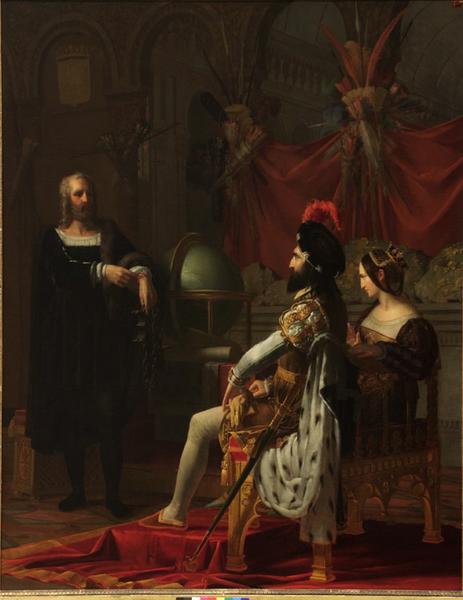 Christophe Colomb montrant ses fers à Ferdinand et Isabelle, Pierre Roch Vigneron, 1819