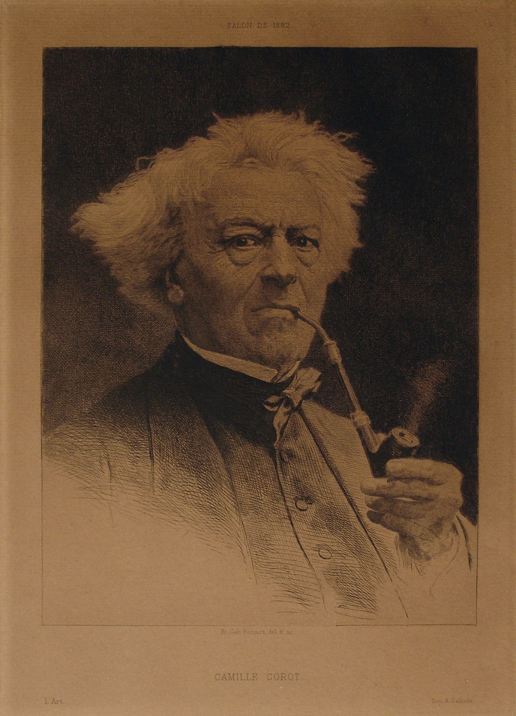“Portrait de Camille Corot”, Etienne Gabriel Bocourt, 1882