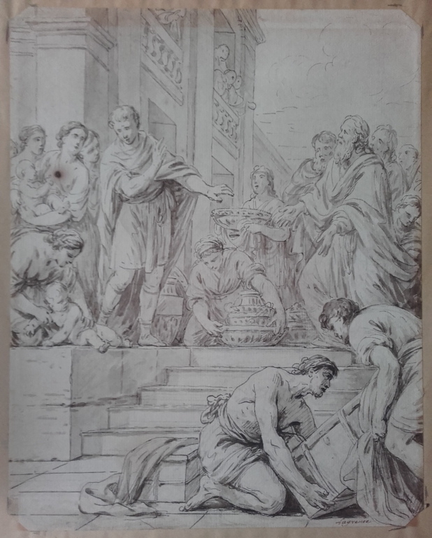 Fabricius, accompagné de sa famille, refuse les présents que Pyrrhus lui envoie_0