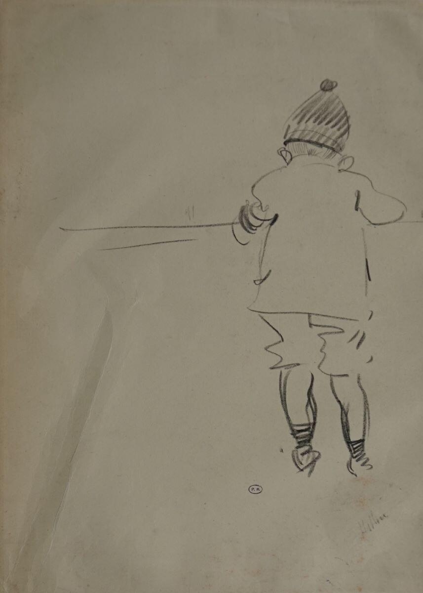 Enfant vu de dos, Paul César Helleu, 4e quart 19e siècle, 1er quart 20e siècle