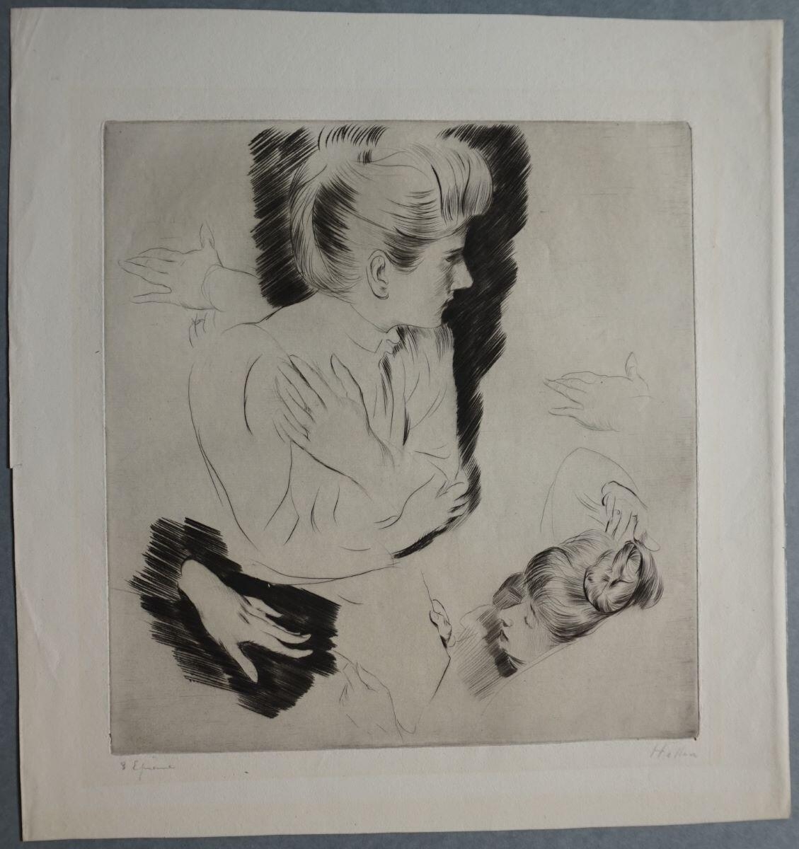Études de femme et de mains, Paul César Helleu, 4e quart 19e siècle, 1er quart 20e siècle