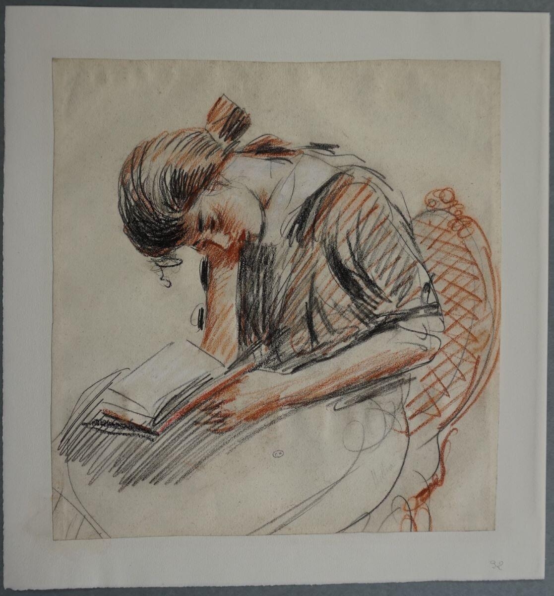 Paulette Helleu lisant, Paul César Helleu, 1er quart 20e siècle