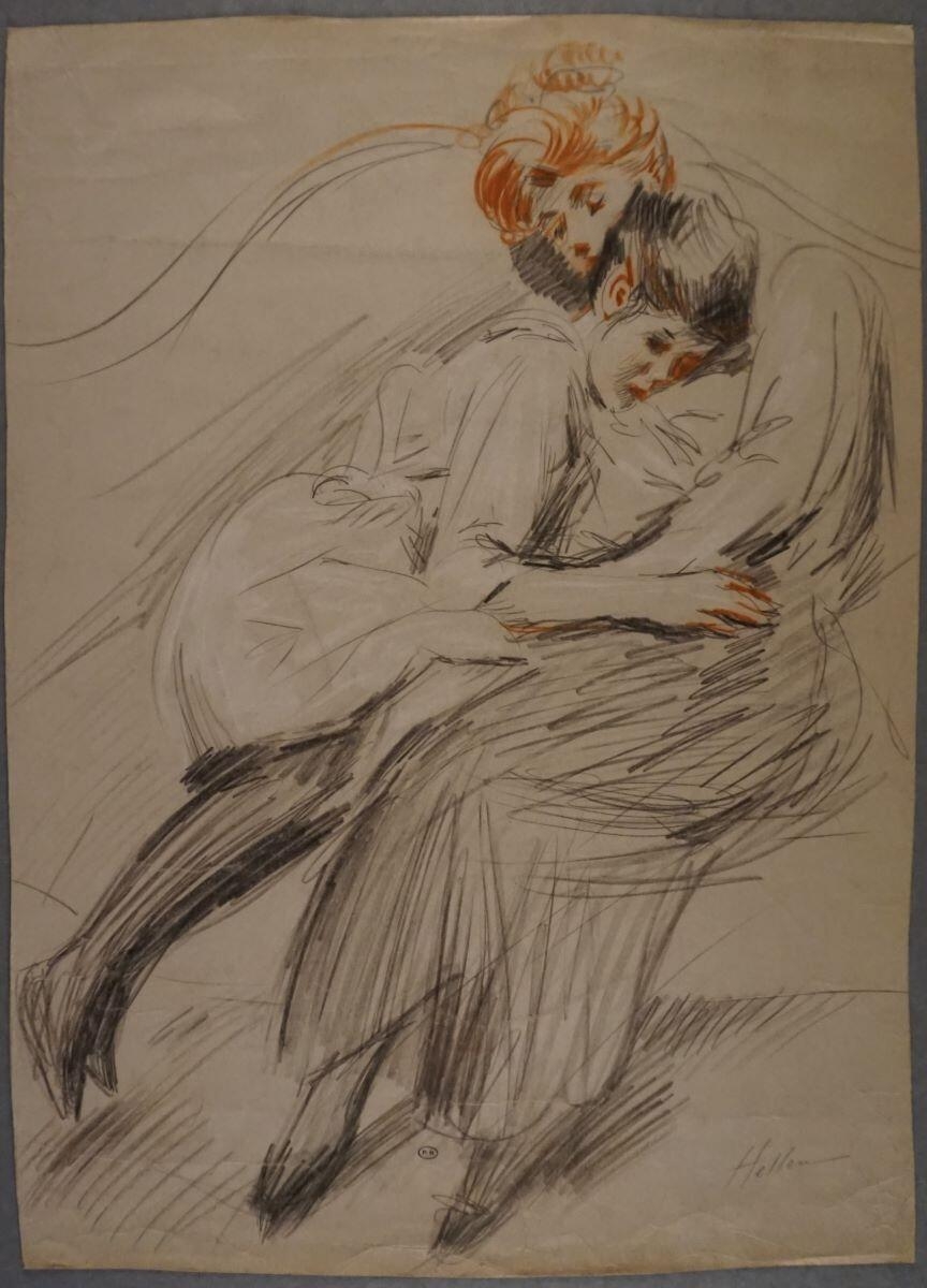 Alice Helleu et sa fille Paulette ; Étude de femme assise (verso), Paul César Helleu, 1er quart 20e siècle