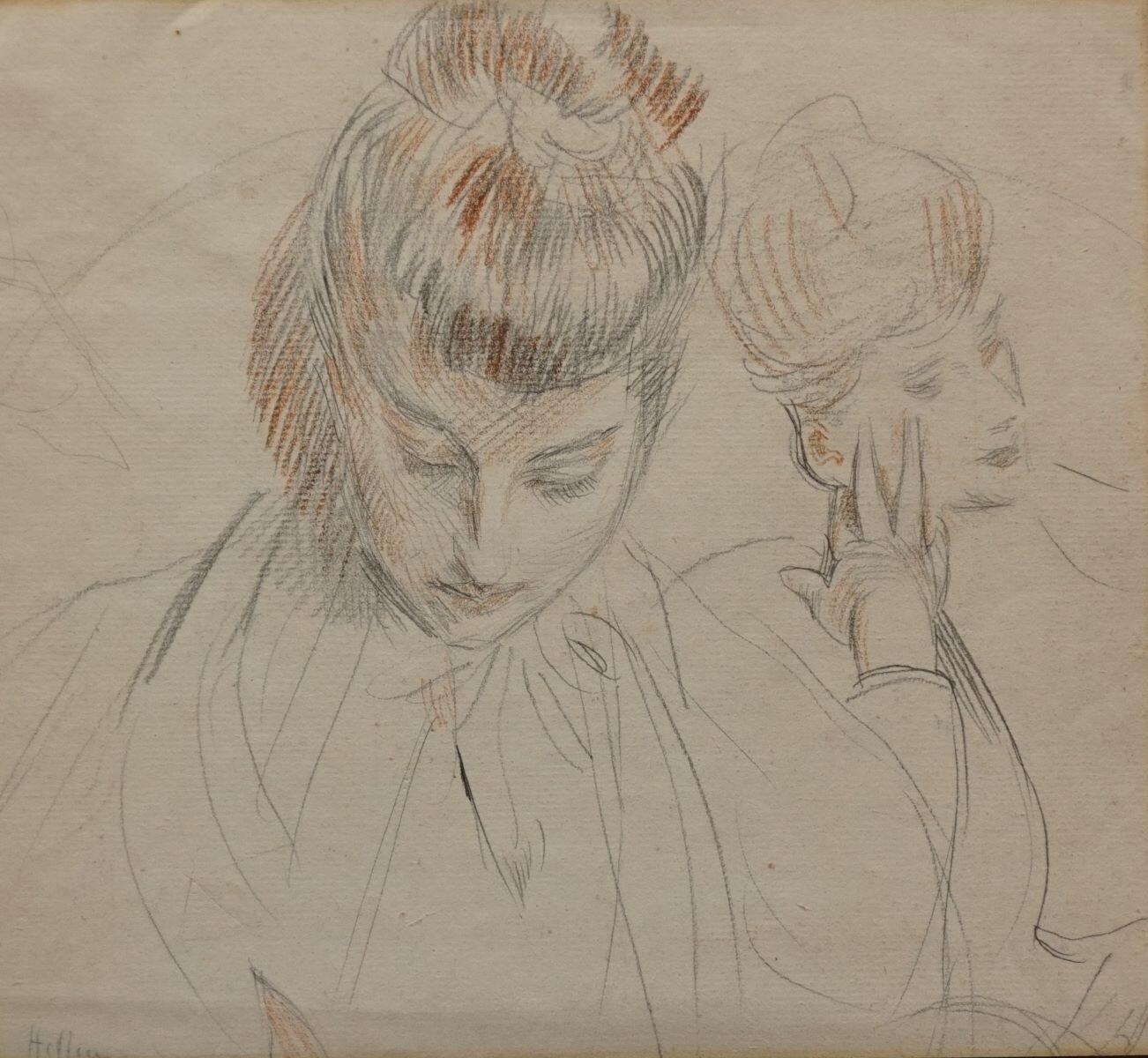 Deux études d'Alice Helleu ; Portrait d'homme et profil de femme (verso), Paul César Helleu, 4e quart 19e siècle, 1er quart 20e siècle
