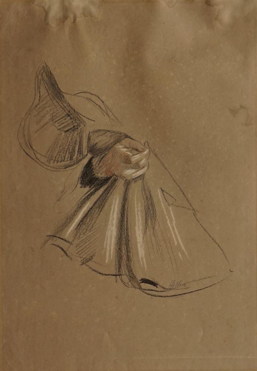 Étude de draperie ; Essai de crayons (verso), Paul César Helleu, 4e quart 19e siècle, 1er quart 20e siècle