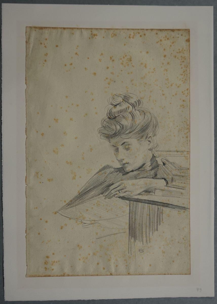 Alice Helleu lisant ; Esquisse de bébé (verso), Paul César Helleu, 4e quart 19e siècle, 1er quart 20e siècle