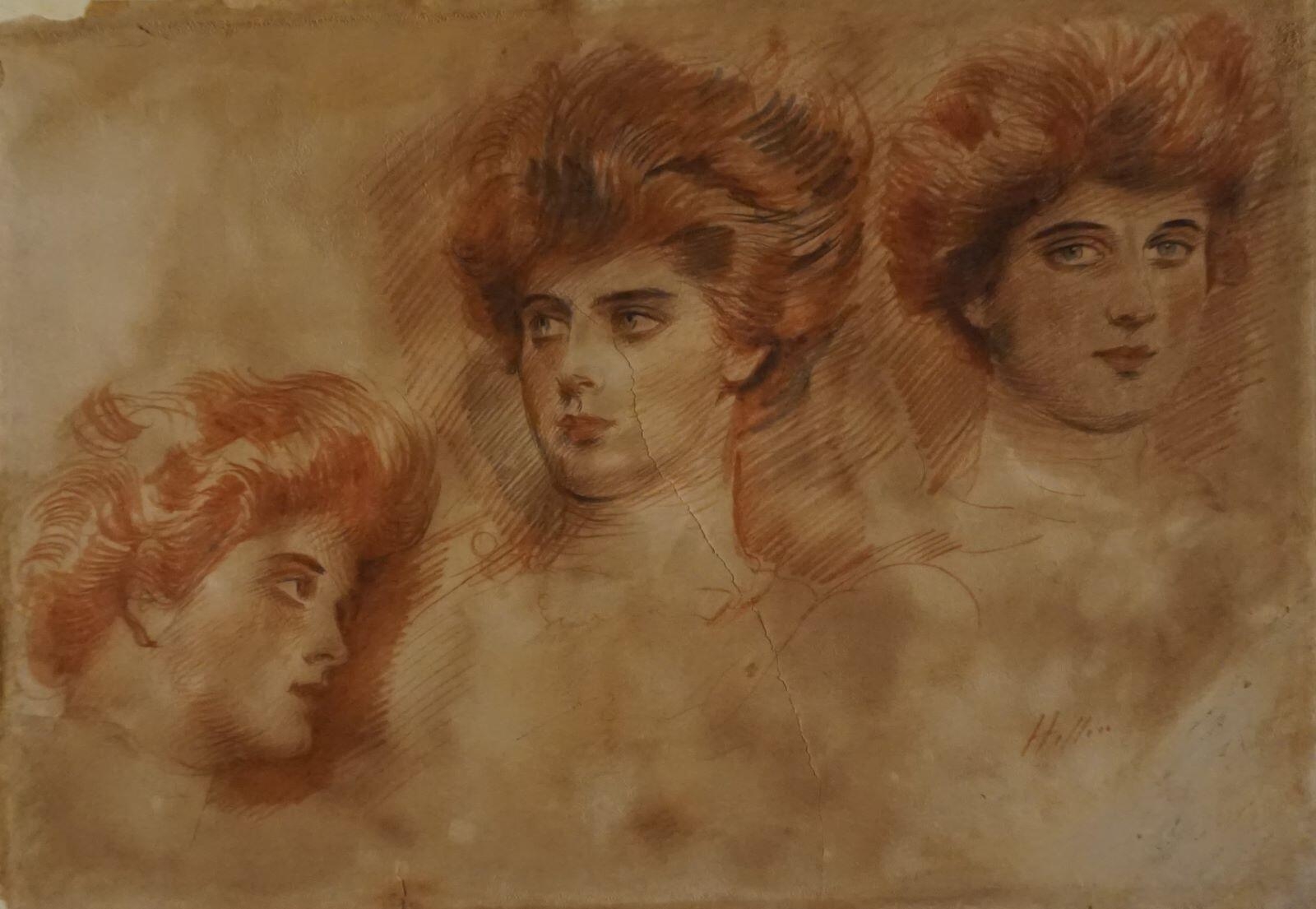 Trois portraits de femme, Paul César Helleu, 4e quart 19e siècle, 1er quart 20e siècle