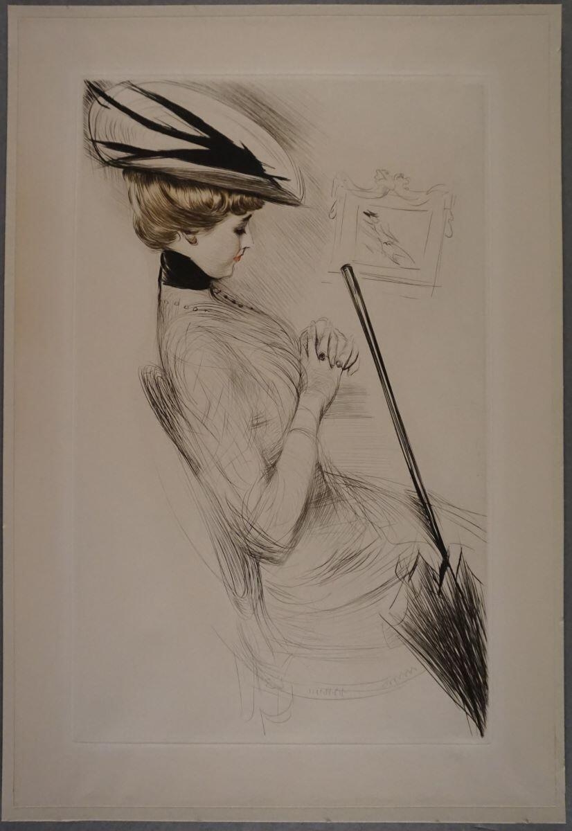 Élégante à l'ombrelle, Paul César Helleu, 4e quart 19e siècle, 1er quart 20e siècle