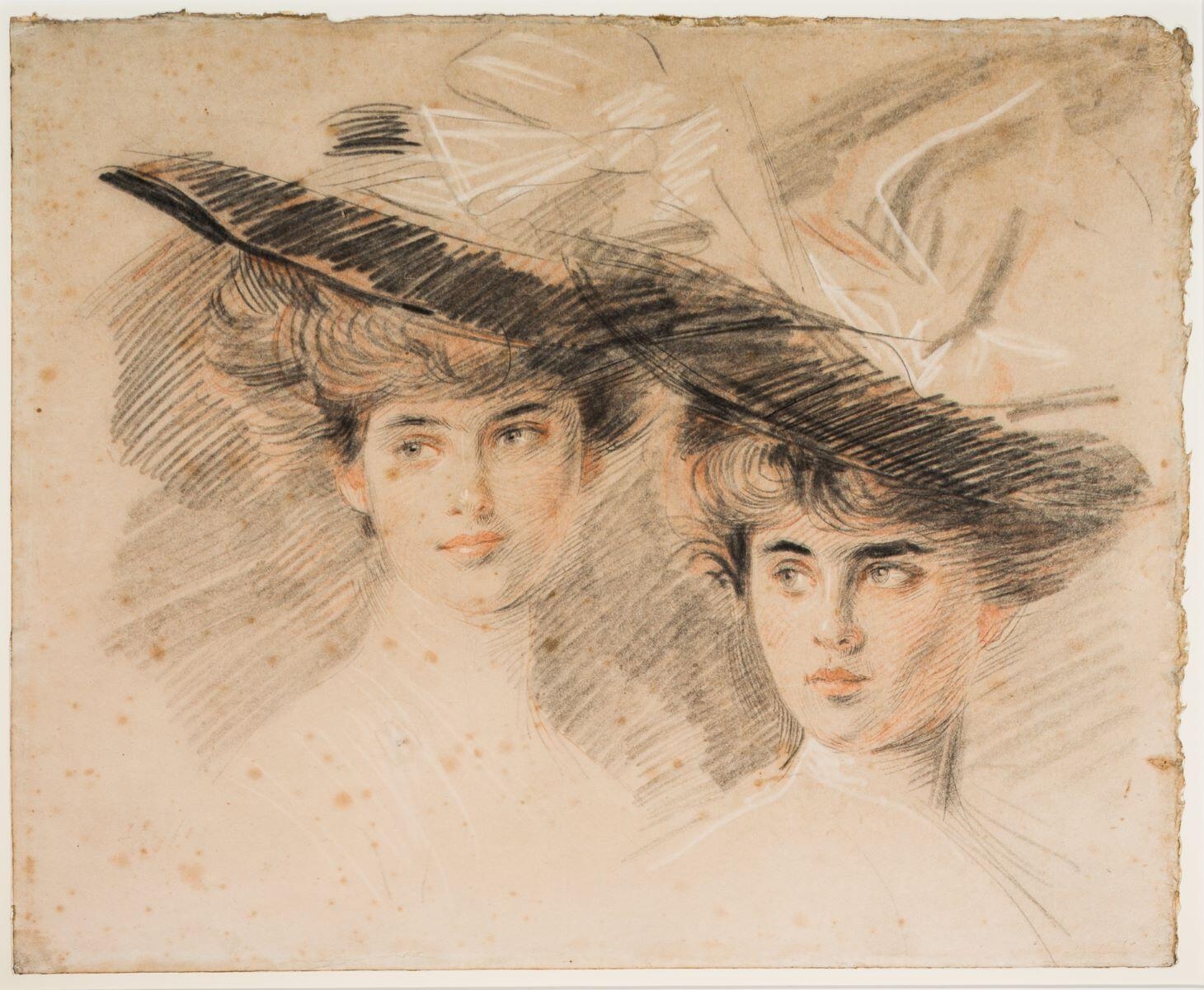 Deux études d'Ellen Helleu au chapeau, Paul César Helleu, 1er quart 20e siècle