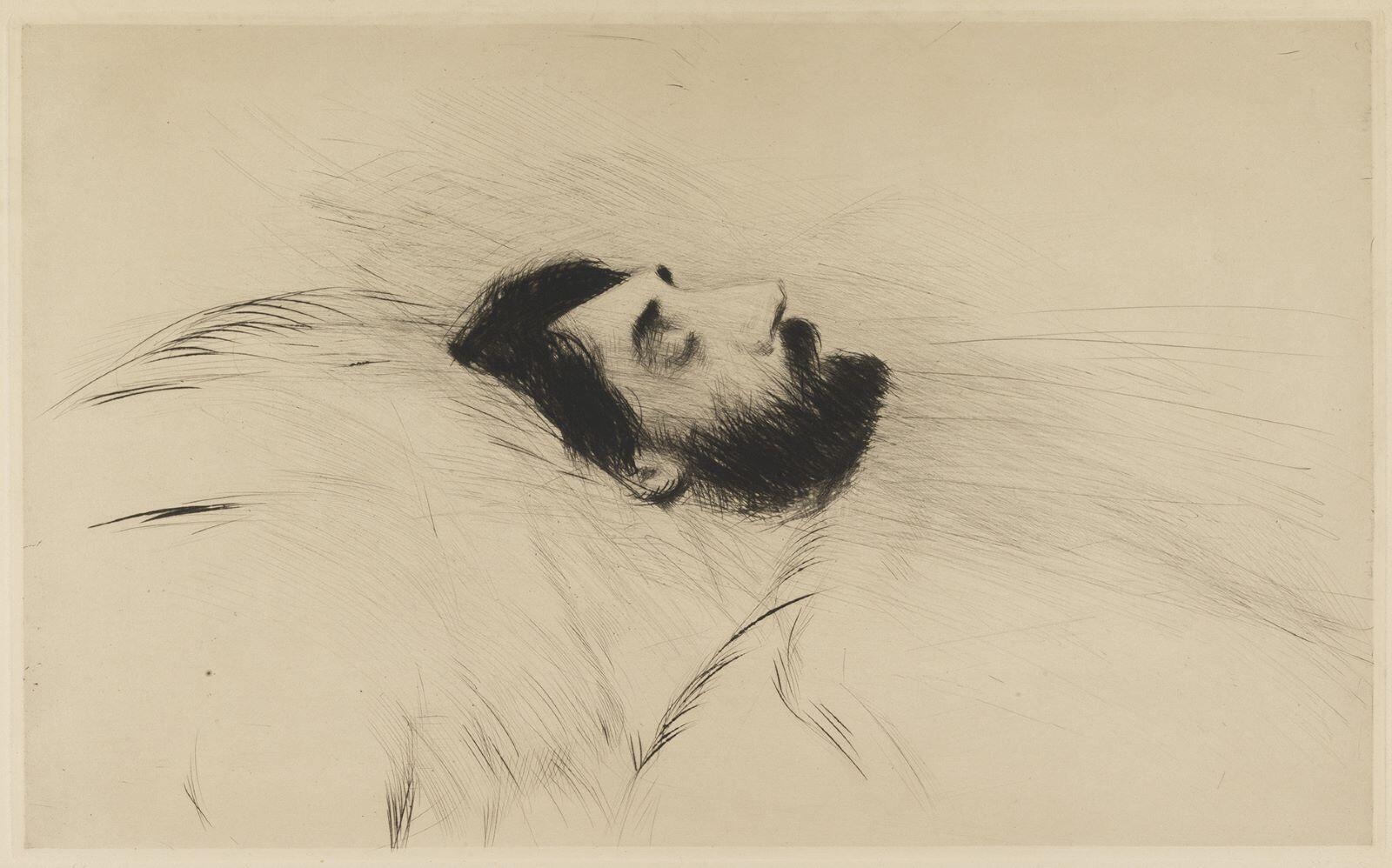 Marcel Proust sur son lit de mort, Paul César Helleu, 1922
