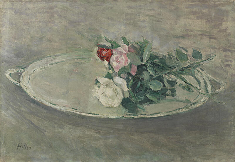 Jeté de fleurs sur un plateau ovale, Paul César Helleu, 4e quart 19e siècle, 1er quart 20e siècle