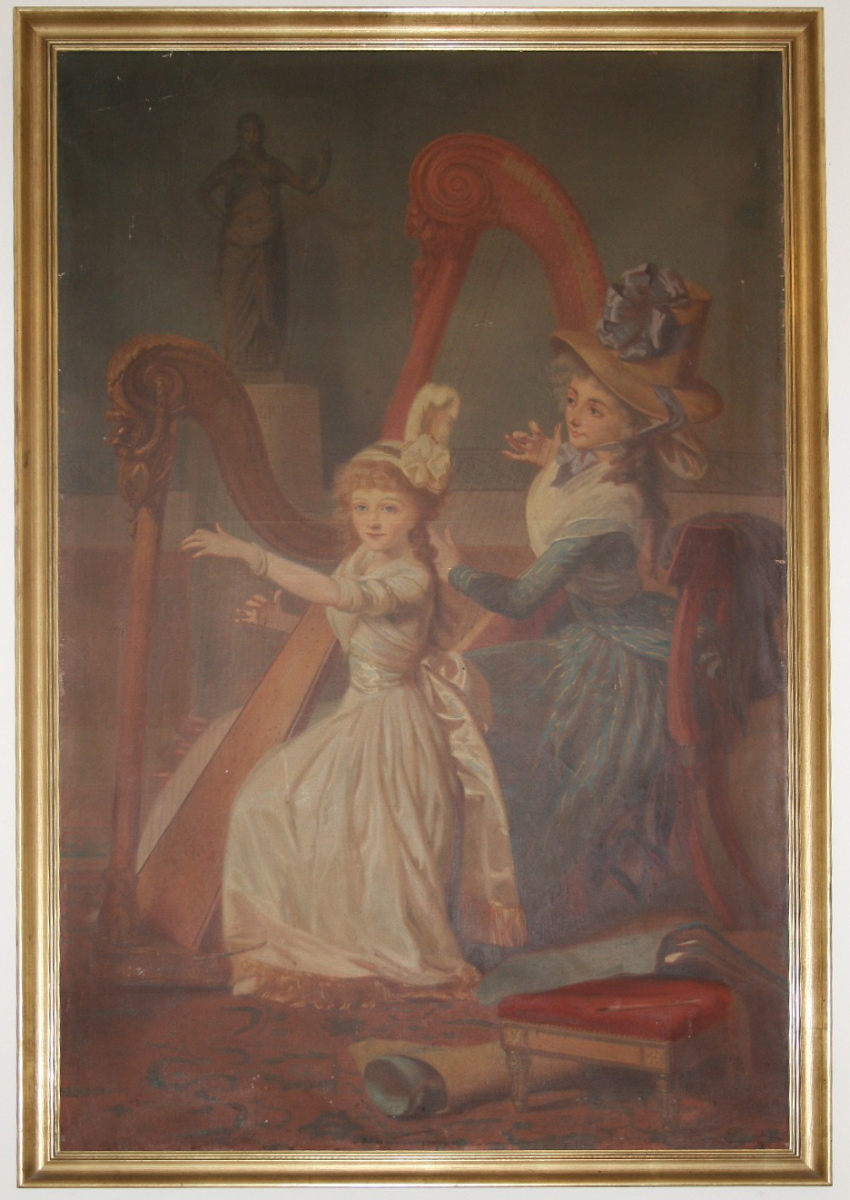 Madame de Genlis apprenant la harpe à Mme Adelaïde, Eugène Pascau