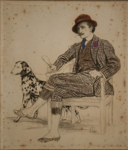 Edmond Rostand et son chien dalmatien, Clémentine-Hélène Dufau
