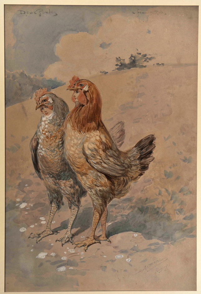 Deux poules, Alfredo Edel, 1908 achevé en