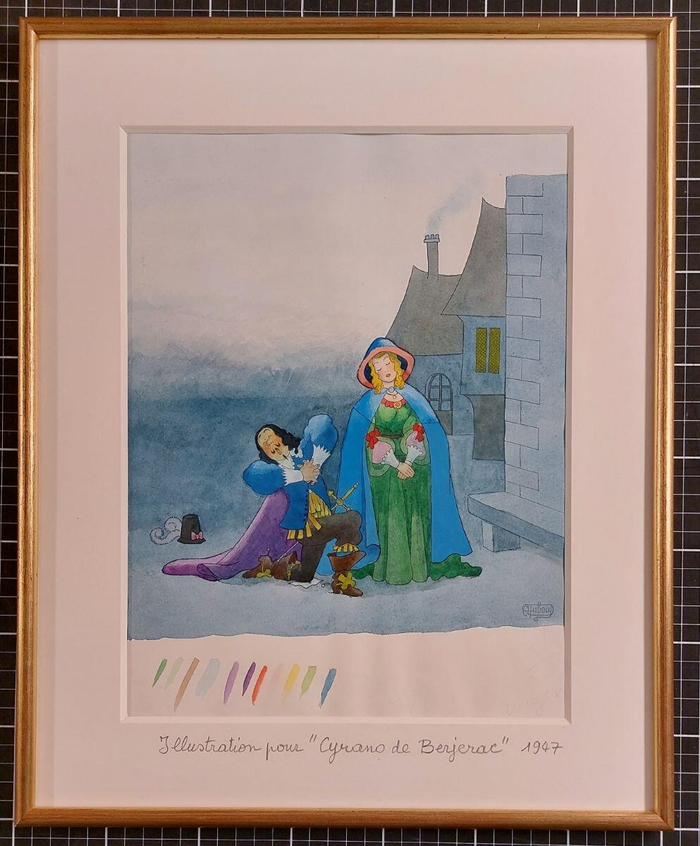 Illustration pour Cyrano de Bergerac : Je t'aime de Christian, Albert Dubout, 1947