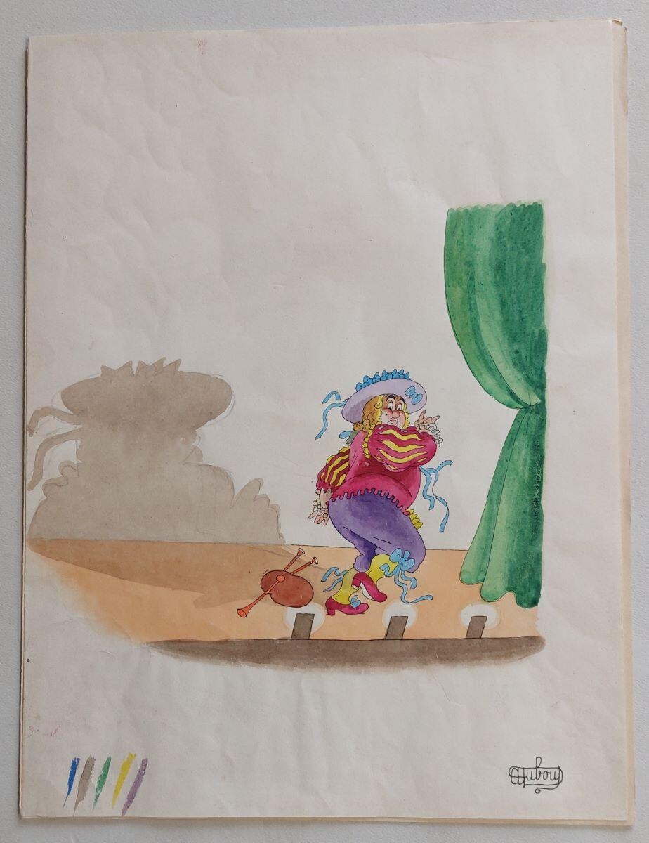 Illustration pour Cyrano de Bergerac : Montfleury, Albert Dubout, 1947
