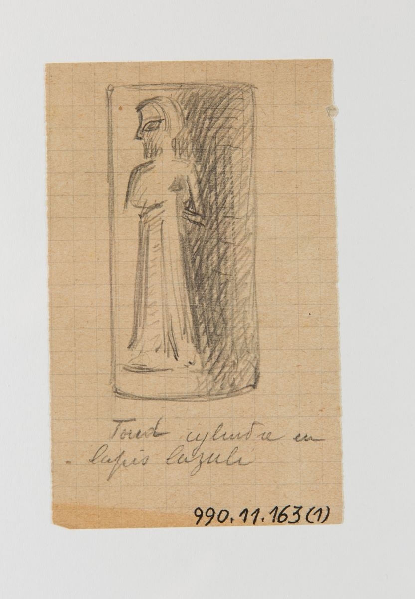Sceau cylindre en lapis lazuli du trésor de Tôd (titre factice), Marcelle Baud, 20e siècle