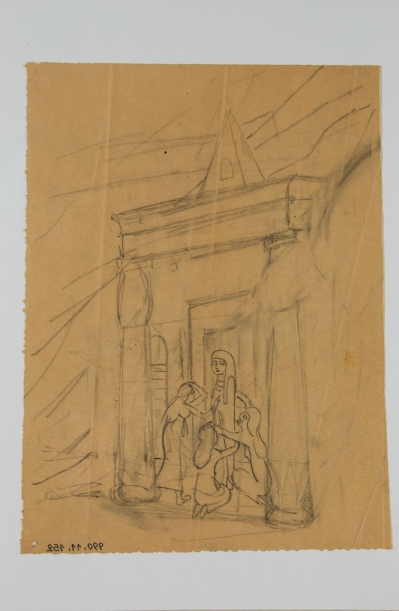 Femmes en pleurs devant un sarcophage (titre factice), Marcelle Baud, 20e siècle