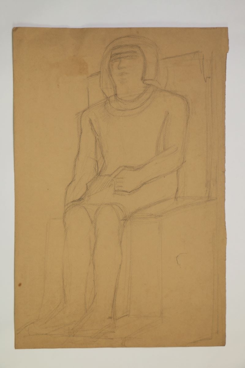 Statue d'un homme assis (titre factice), Marcelle Baud, 20e siècle